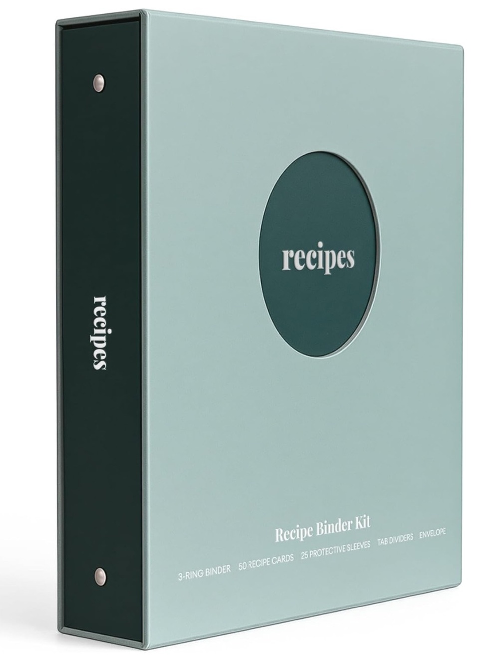 Kunitsa Co. 9.9 x 8.9 Recipe Binder Cookbook Kitchen Organizer Fern Green